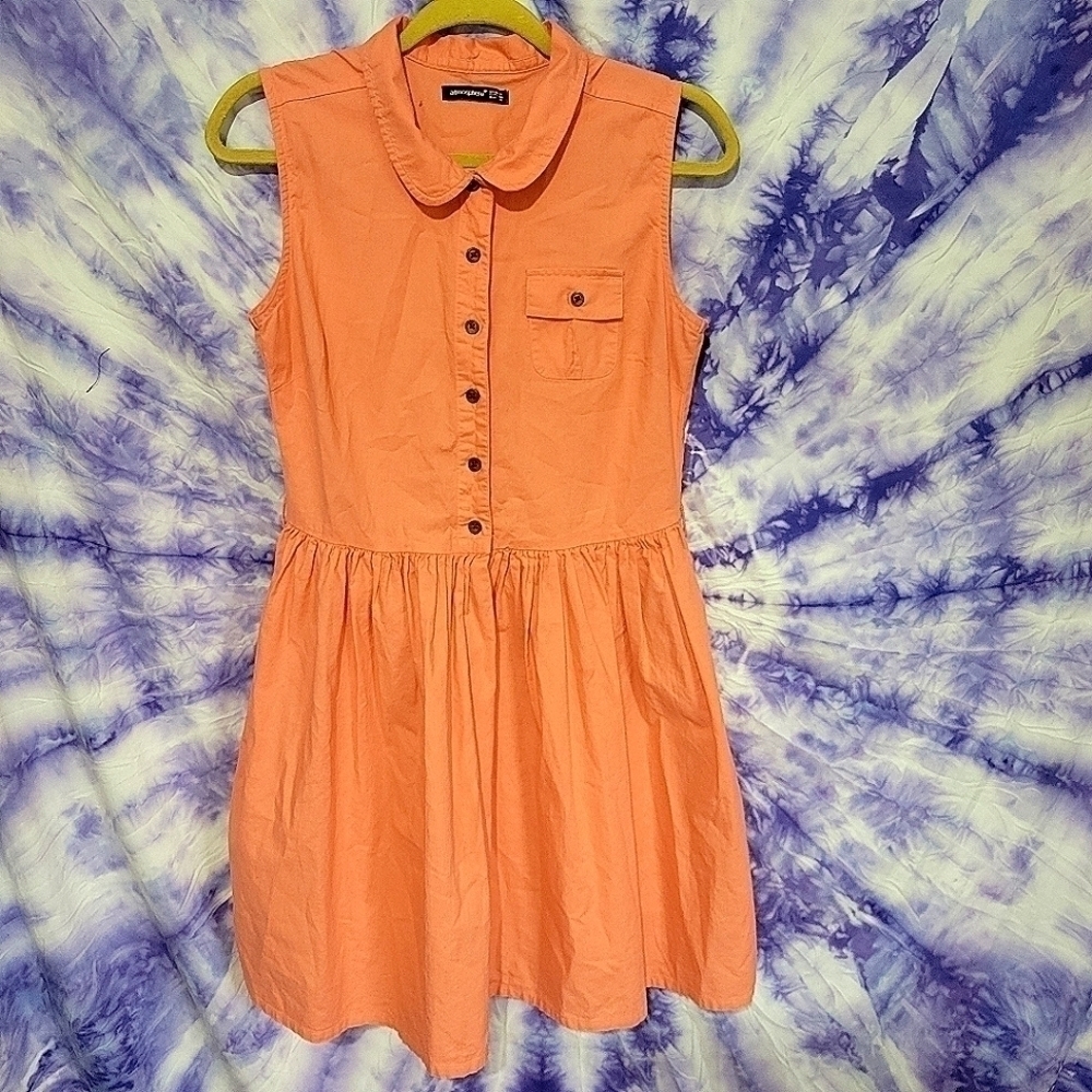 Atmosphere Women's Coral Half Button Up Sleeveless Dress Size 8